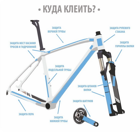 Куда клеить защиту